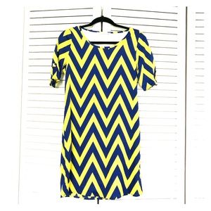 Nordstrom Navy Yellow Dress Sz Small